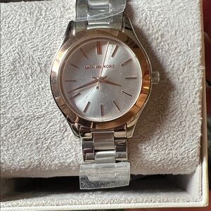 Michael Kors Silver and Rose Gold Watch
